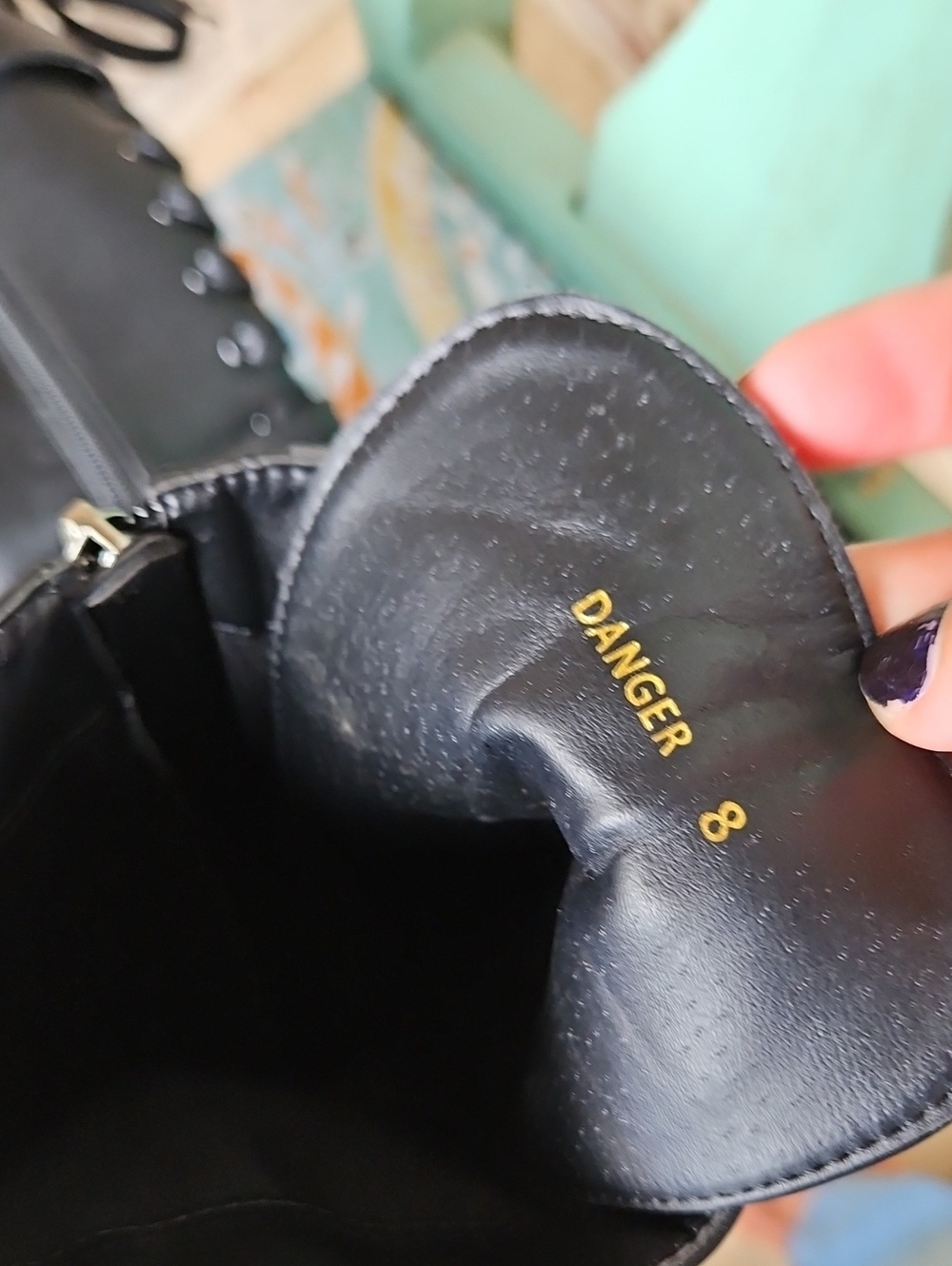 Azalea Wang Danger Black Lace-Up Combat Boots with Detachable Pouches Lug Soles - Picture 7 of 8